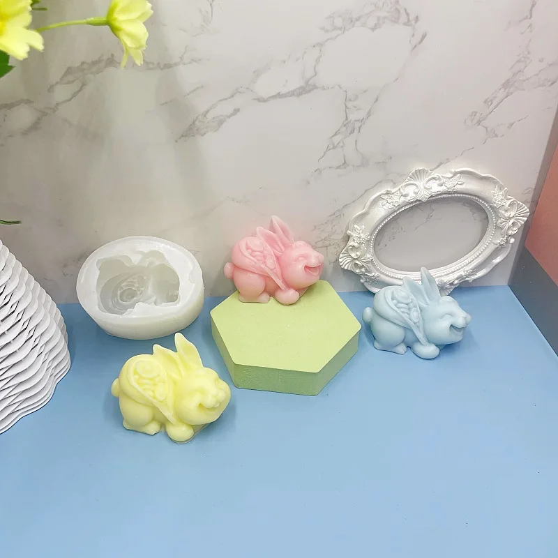 Cartoon Rabbit Aromatherapy Candle Silicone Mold DIY Easter  Fragrant Stone Decoration Mould