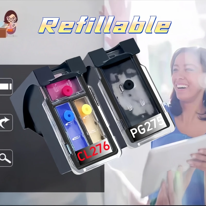 PG 275 CL 276 Refilled Ink Cartridge for Canon PIXMA TS3520 TR4720 TS3500 TR4722 TS 3520 3500 TR 4720 Printer