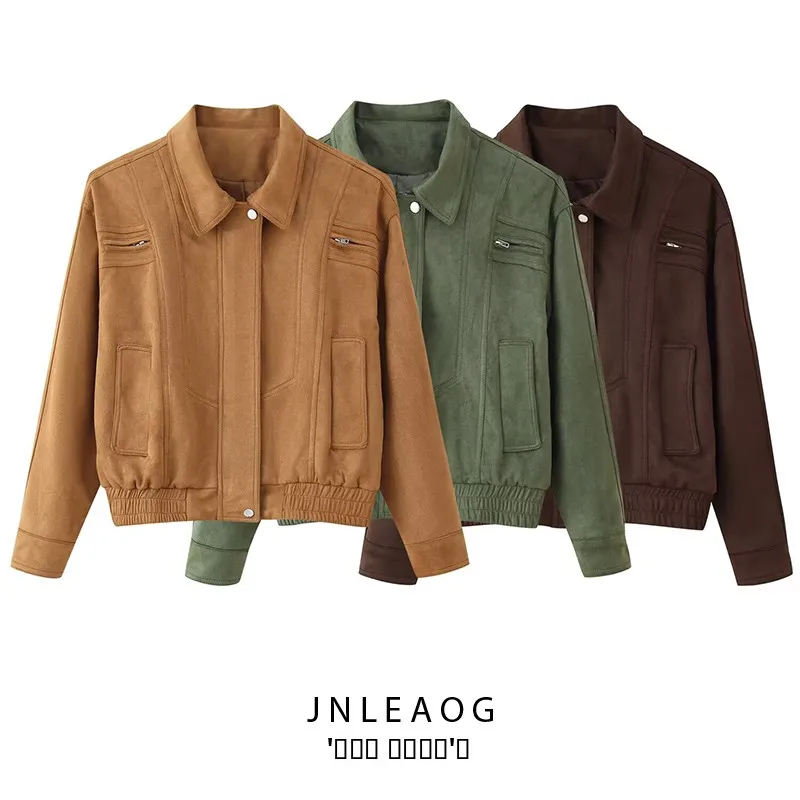 

Faionable Suede ort Спецодежда Jaet Женское осеннее новое пальто универсального дизайна из полиэстера Long Sve на молнии