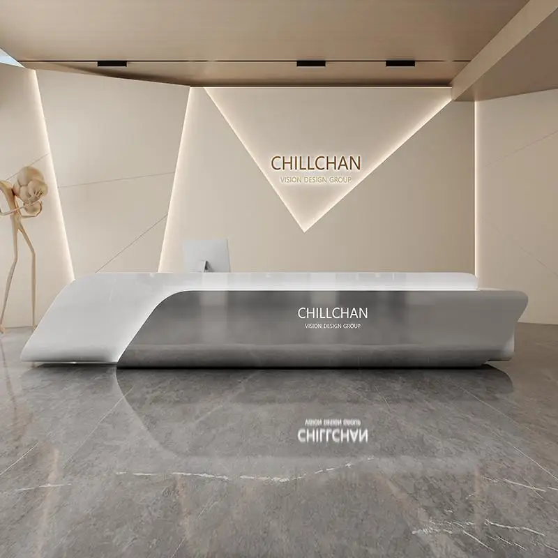 Mostrador de recepción, mostrador de recepción, escritorios de recepción clásicos largos y modernos, muebles de recepción para clínica de salón de belleza, Mostrador