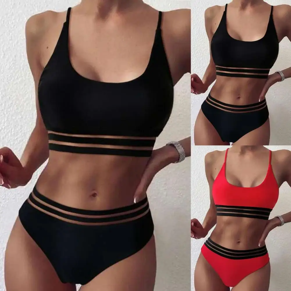 Beachwear 2 Pcs/Set Great Padded Summer Swimsuit Slim Fit Swimwear Set Two-piece   for Travel