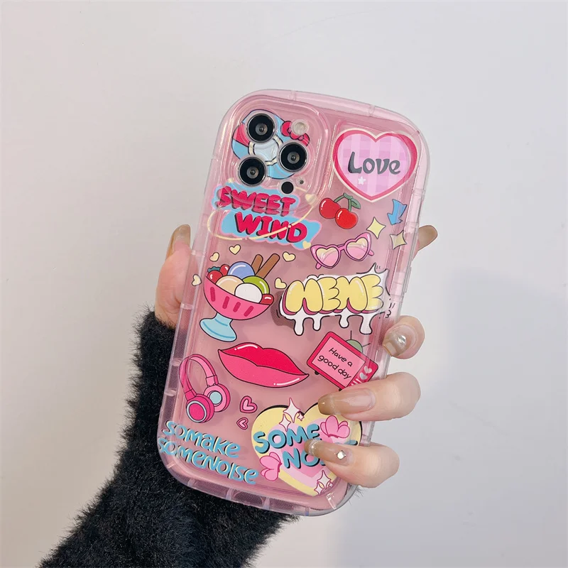 Sweet And Cool Powder Phone Case For iPhone 14 13 12 11 Pro XS MAX XR 7 8 Plus SE 2020 MINI Silicone Cover Cases