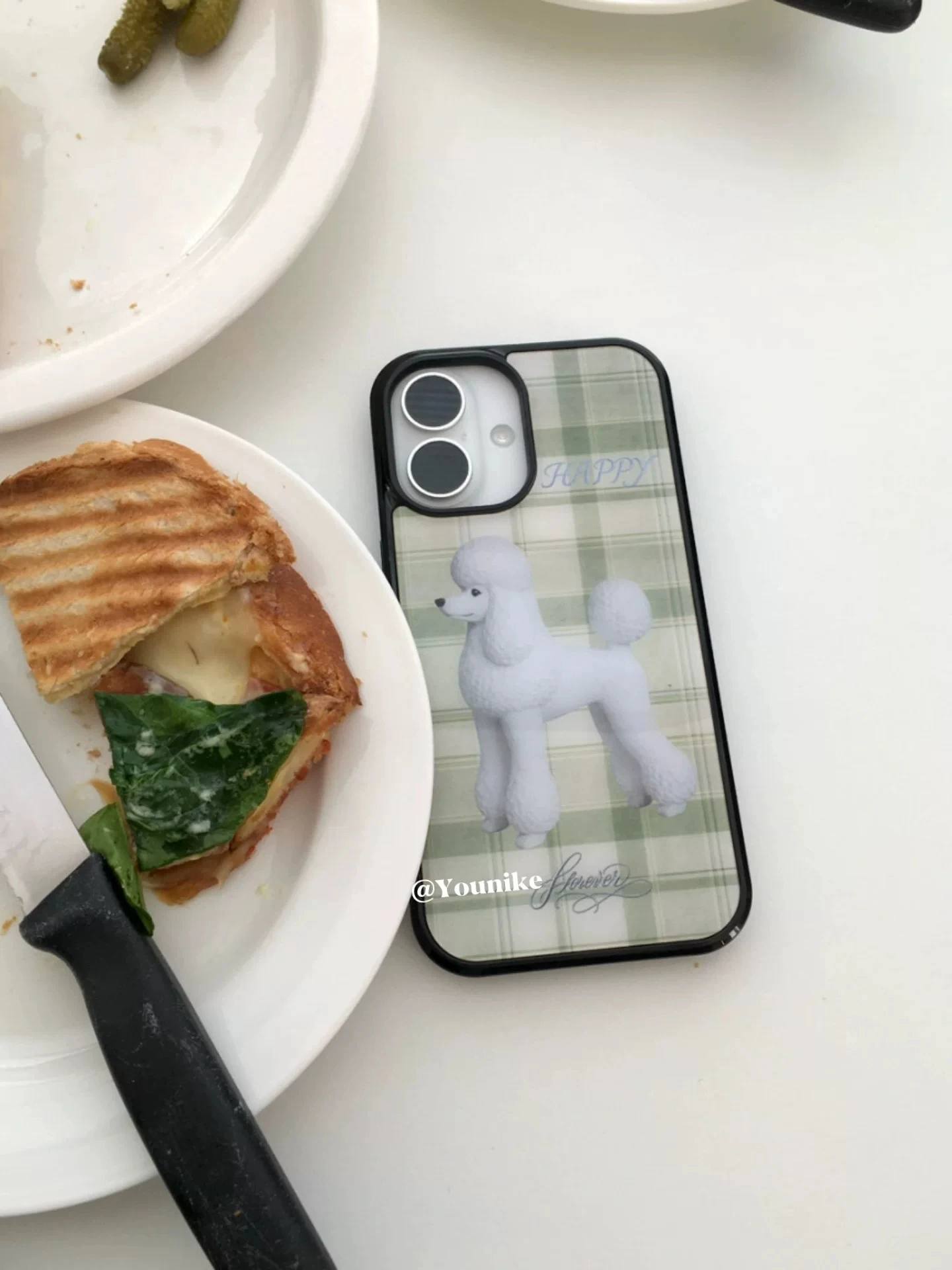 

Fresh Green Plaid Dog Cute Puppy Kawaii Phone Case For iPhone 17 AIR 16 15 14 13 12 11 Pro MAX MAX XR XSMAX 7 8 Plus Y2K Cover