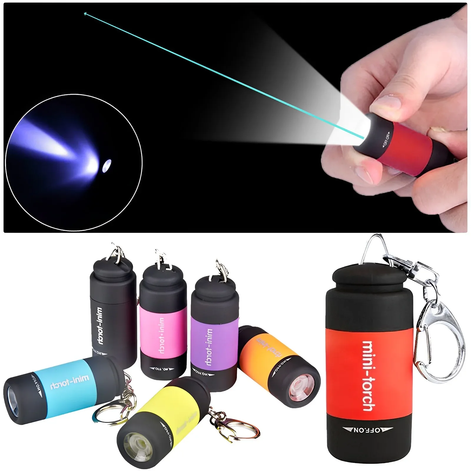 

Outdoor Keychain Flashlight USB Rechargeable LED Mini Finger Light Pocket Flashlight For Camping Hiking Emergencies Reading