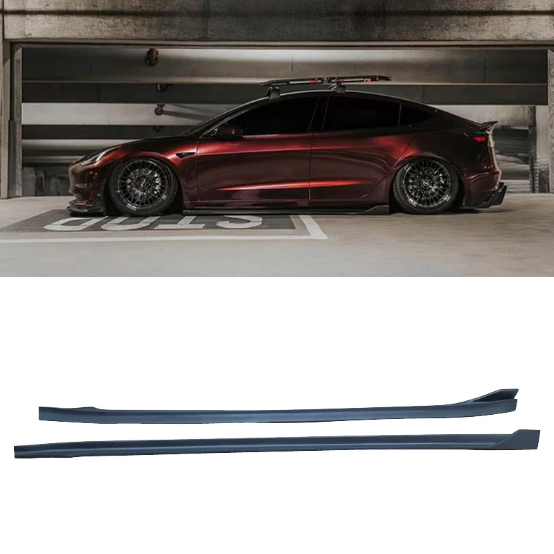 

CMST Style Matte Carbon Fiber Car Side Skirts Bumper Splitter Body Kits for Tesla MODEL 3