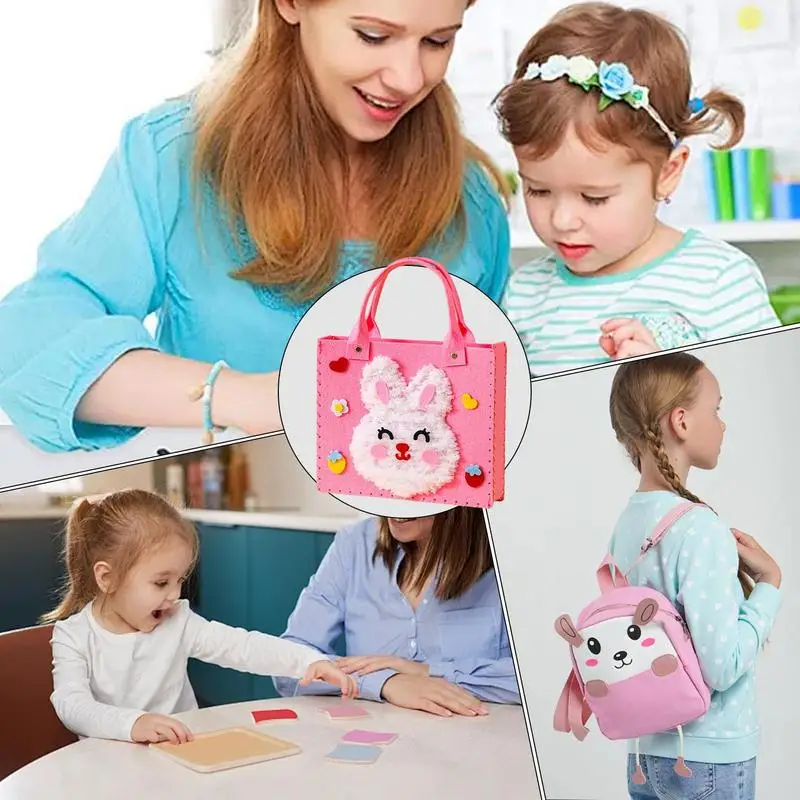 Borsa per animali in tessuto non tessuto Accessori per borse fatte a mano carini Set da cucito per bambini portatili Divertenti forniture per la decorazione domestica