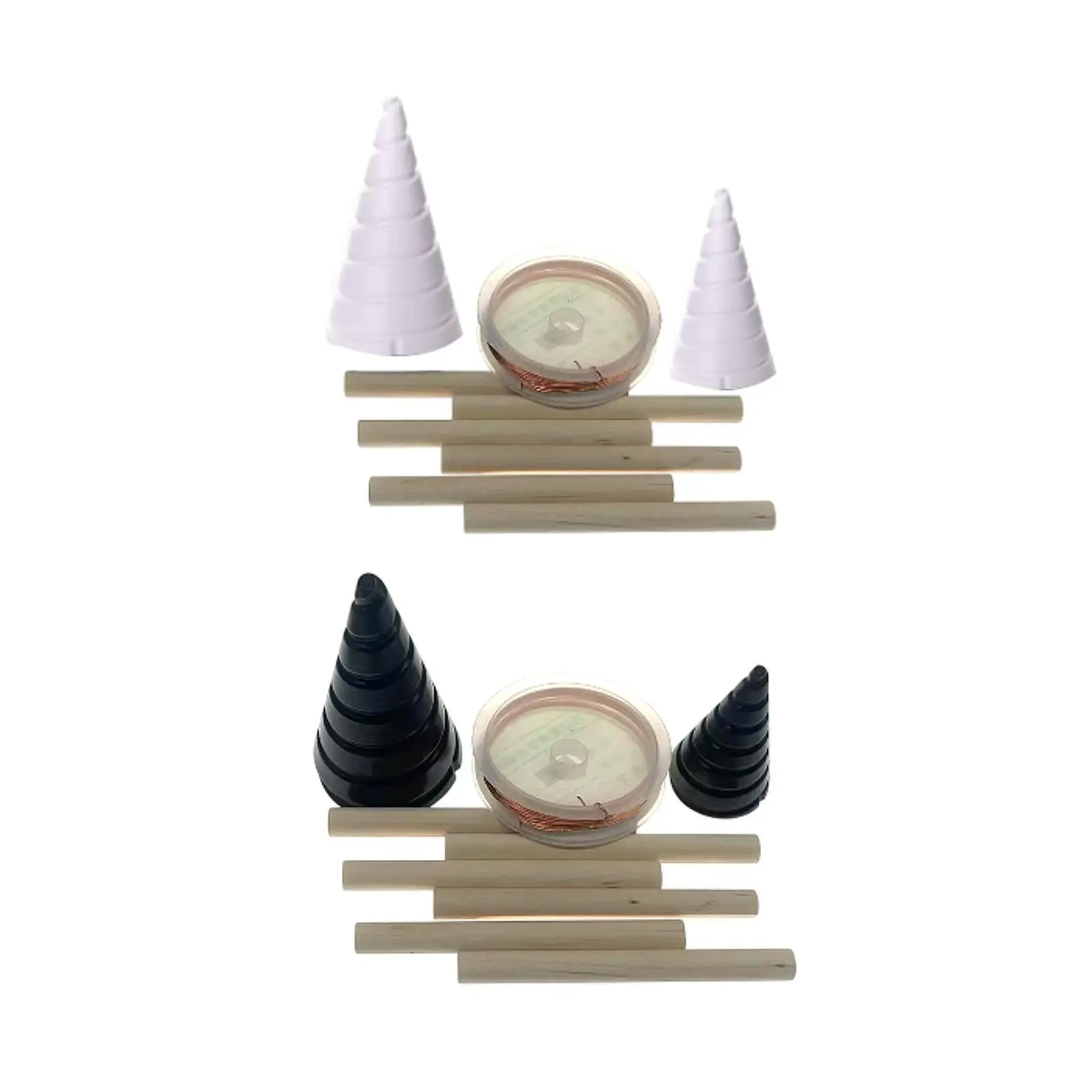 2x Fibonacci Coil Winding Jigs for Electroculture Gardening Balcony Handmade Wooden Stakes Antennas for Flowerbed Vegetables