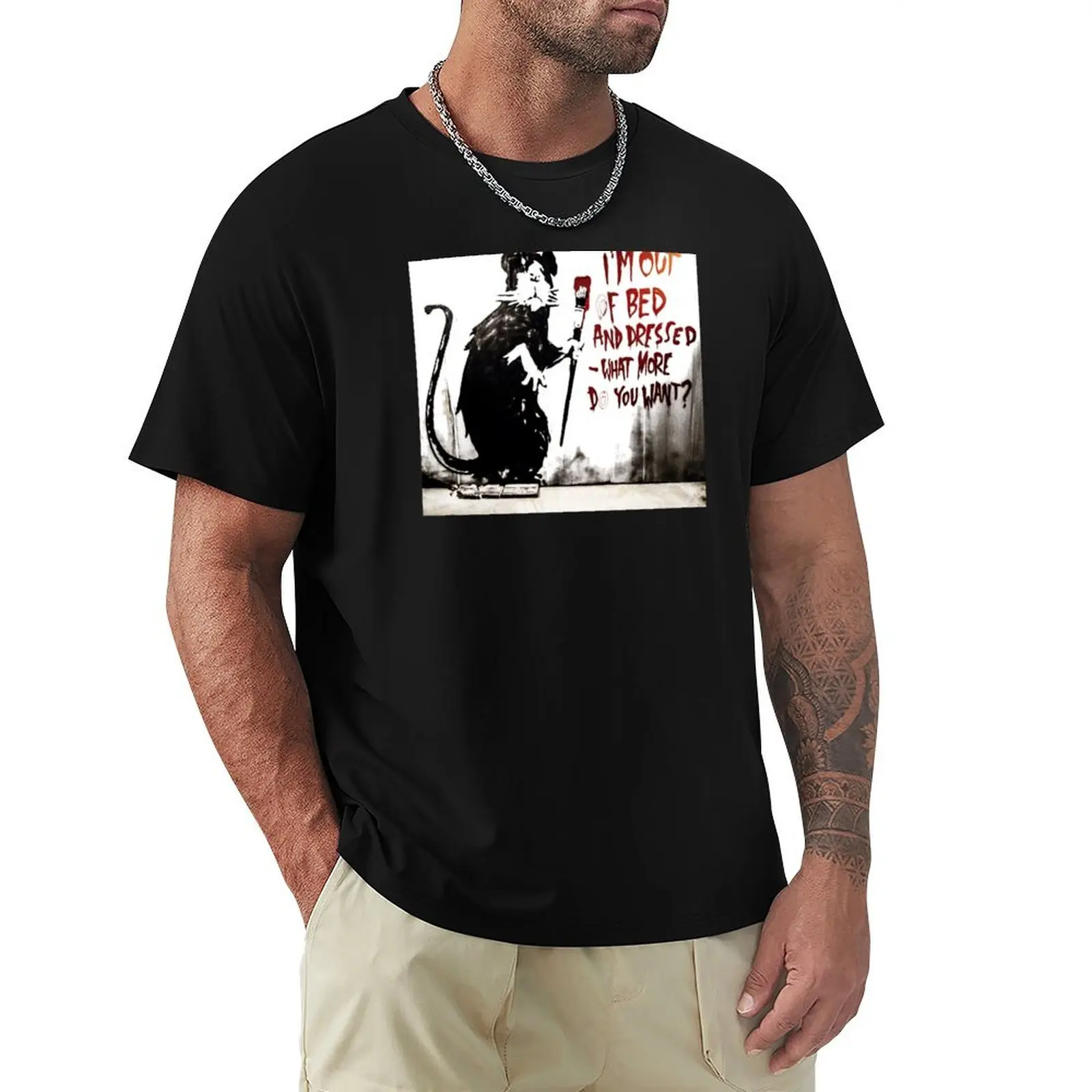 

Banksy Painting Rat Street Art T-Shirt T-shirts man sublime gifts for boyfriend oversized big and tall t shirts for men