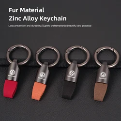 Car Keycase Zinc Alloy Keyring Suede Keychain Accessories For VW GTI Polo Golf Passat Tiguan Arteon Touareg Taigo Caddy Jetta