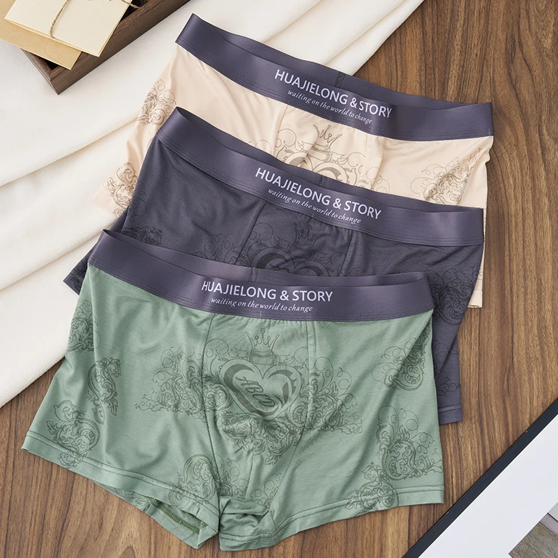 3-pack men's underwear youth sports shorts lightweight breathable boxer briefs personality men's underpants men's boxer briefs