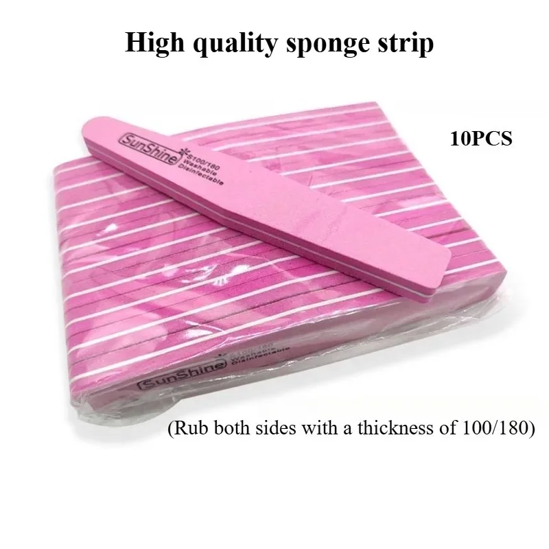 10PCS Nail Polish Buffing Sanding Buffer Strip Polishing Pedicure Professional Double-sided Nail File Block Colorful Sponge