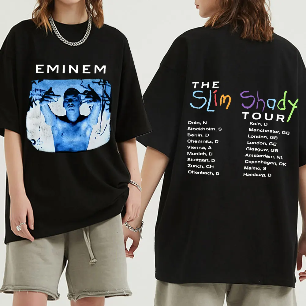 Vintage 1999 Eminem Slim Shady Tour New Print T Shirts Man Short Sleeve T-Shirt Top Tee Shirt Plus Size Hip Hop Streetwear