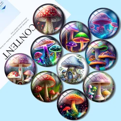 New style Cartoon Sewant Mushrooms Cute desig10pcs 12mm/16mm/18mm/25mm Round Photo Glass Cabochon Demo Flat Back Making findings