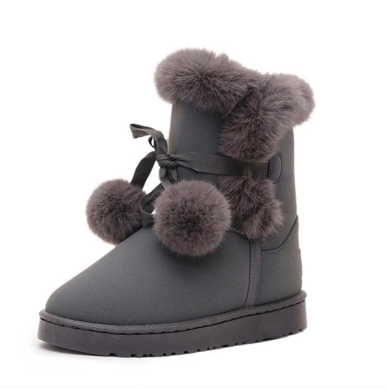 Comemore Snow Boots Women\'s Plus Furry 2022 Winter New Platform Boot Lace Up Student Cute Women Ankle Booties Black Pink Shoe 41