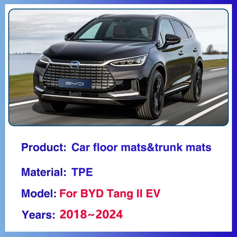 Car Floor Mats For BYD Tang II EV Tan Accessories 2018~2024 TPE Waterproof Dirty Resistant Mud Carpet Covers Full LHD Foot Pads