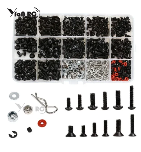 500pcs Universal RC Screw Kit Screws Assortment Set Hardware Fasteners for  Axial Redcat HPI Arrma Losi 1/8 1/10 1/12