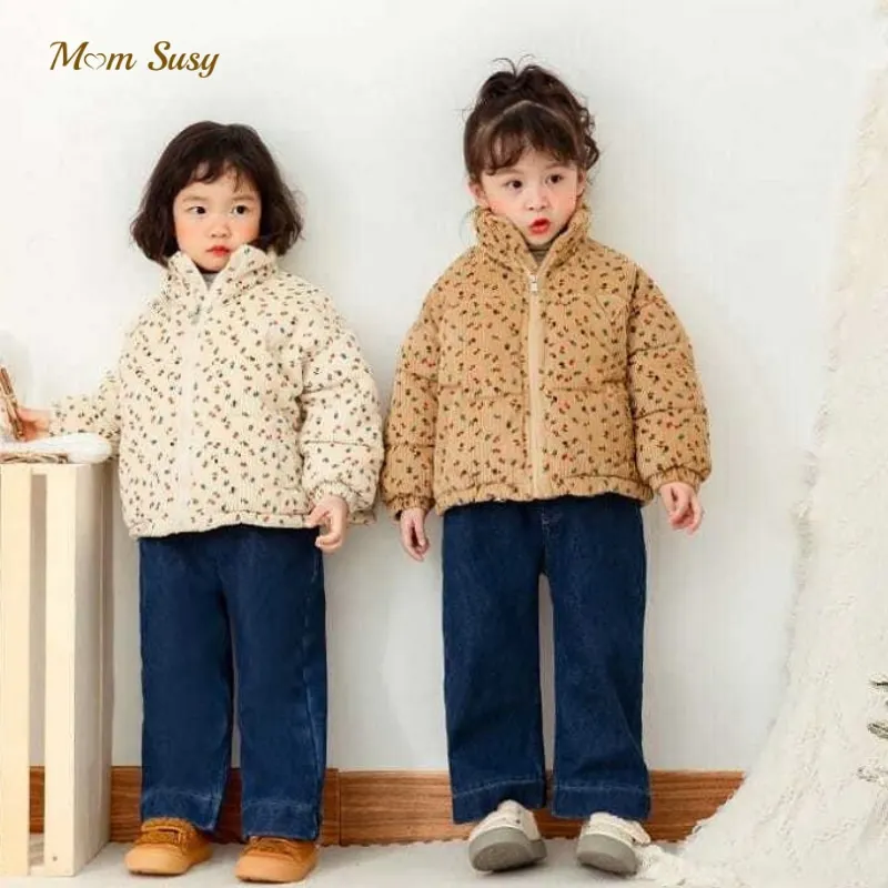 

Baby Girl Boy Corduroy Floral Jacket Cotton Padded Infant Toddle Child Coat Outwear Spring Autumn Winter Baby Clothes 1-10Y