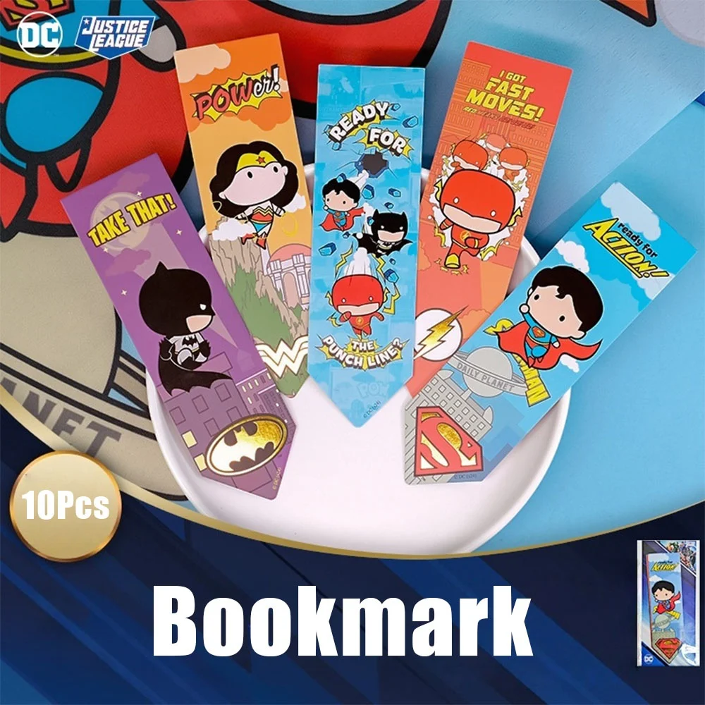 10pcs/pack Genuine DC Justice League Paper Book Marks Superhero Series Bookmarks for Pages Books Readers Student Stationery Gift