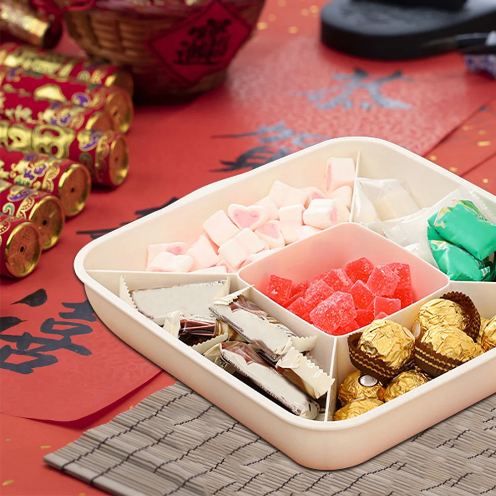 2 قطعة منظم صينية الفاكهة مقسمة صينية تقديم أطباق الوجبات الخفيفة البلاستيكية غطاء منظم الوجبات الخفيفة للحفلات والنزهات تخزين المواد الغذائية الطازجة #4