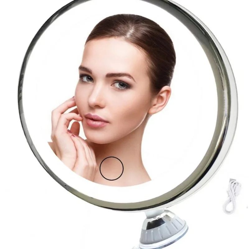 Flexível 10x ampliação espelho de vaidade com luzes tela toque iluminação vestir maquiagem lâmpada inferior otário design portátil led