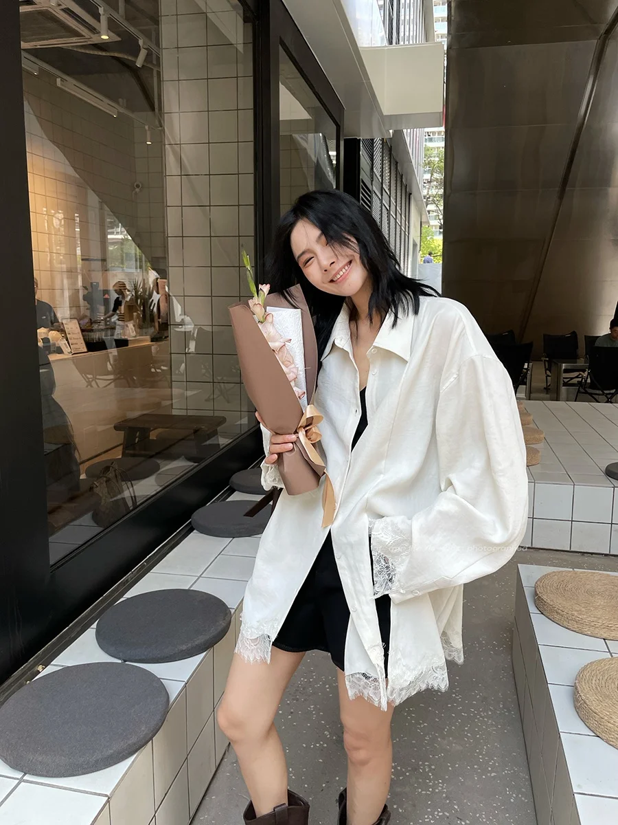 

JCCC adow Marginal Woven Long Sve Свободное кружевное лоскутное утягивающее женское повседневное платье из смеси полиэстера irt