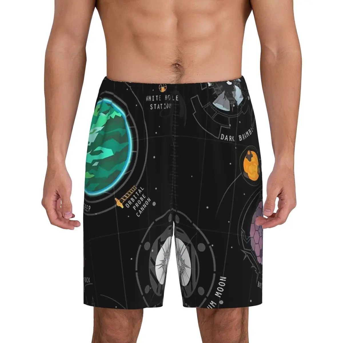 

Мужские короткие пижамные штаны Custom Outer Wilds System, шорты для сна и отдыха, нижняя часть пижамы, штаны для сна