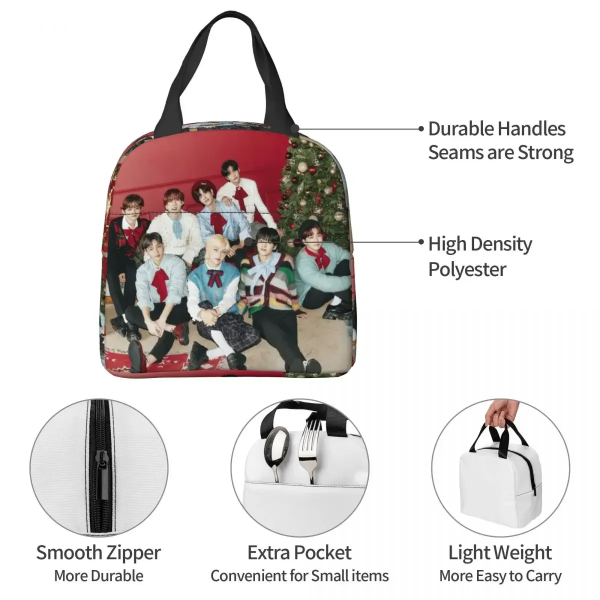 Kpop Star Singer Idol Insulated Lunch Bags Cooler Bag Meal Container Straykids SKZ High Capacity Tote Lunch Box Food Handbags