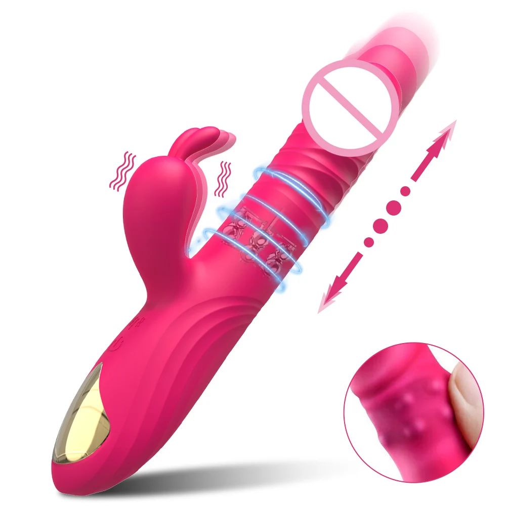 Rabbit Vibrator for Women Vagina G-Spot Nipple Clitoris Stimulator Thrusting Telescopic Rotating Dildo for Adult Sexy Toys