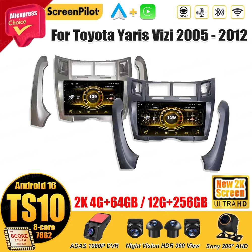 

Для Toyota Yaris Vizi 2005-2010 2011 2012 Автомобильный Android 15 Радио Мультимедийный Видеоплеер Стерео головное устройство 2 din Android Auto DSP