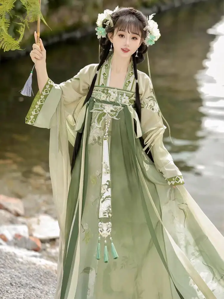 

New Hanfu Women Chinese Traditional Dress Tang System Chest Length Skirt Embroidery Fairyism Daily Carnival Halloween Cosplay
