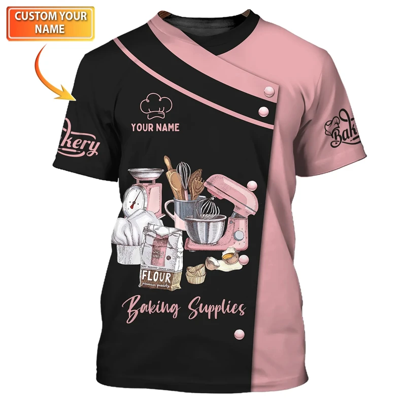 Men Fashion T-shirt Summer Clothes Personalized Name Bread, Dessert, Cake Maker 3d Print Tops Casual Quicr Dry Oversized Tee Top