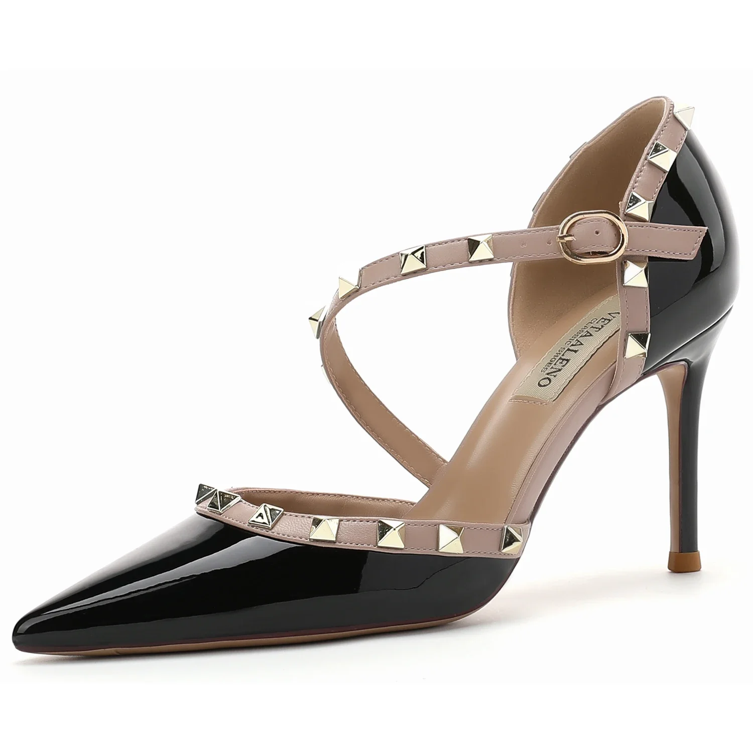 【Measure Your Feet Length Before Order】Women Stiletto Thin High Heel Sandal Rivet Pointy Toe Fashion Party Dress Shoe 118-CHC-33
