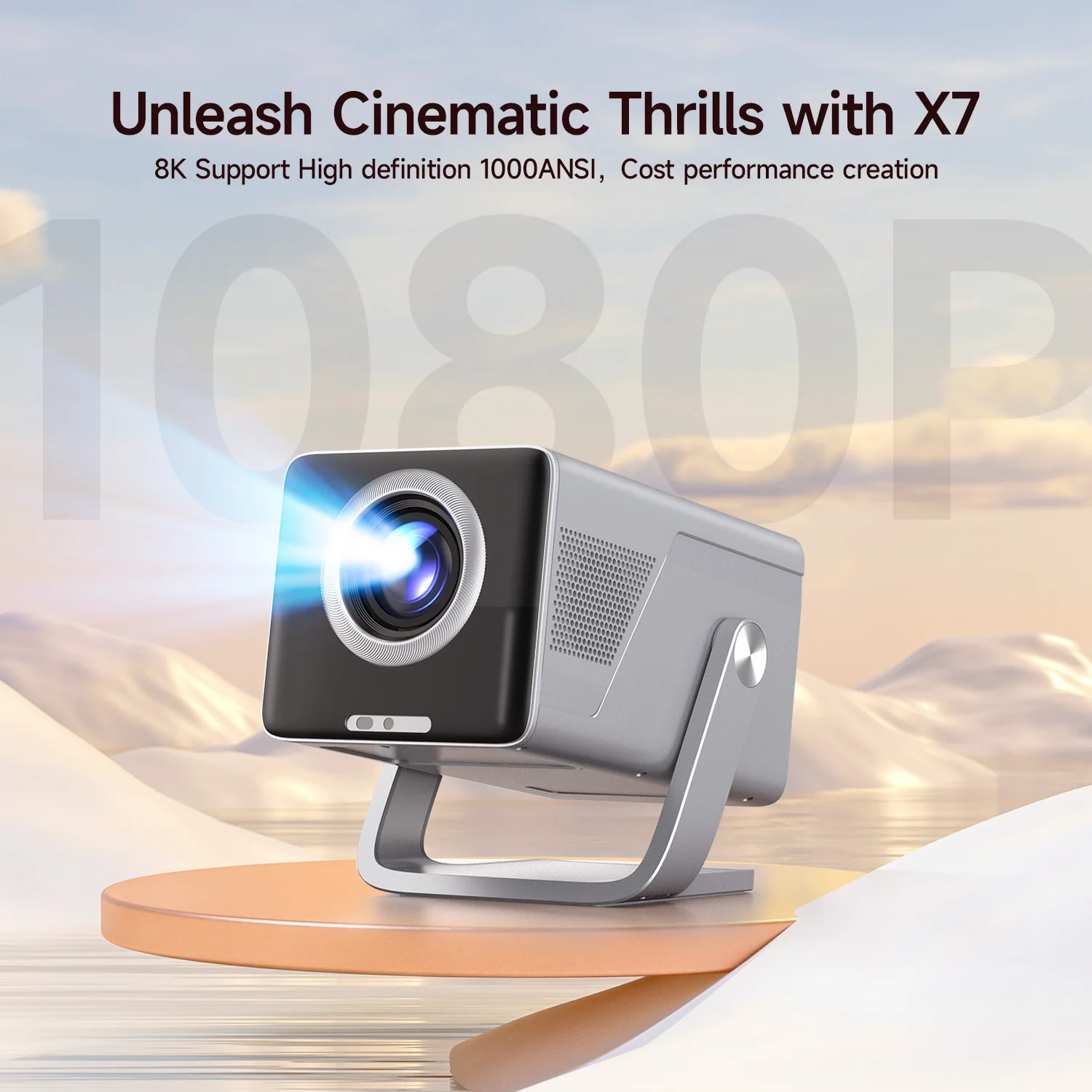 Magcubic X7 1000 ANSI 8K Smart-Projektor, 1080P mit integrierten Apps, Autofokus Heim- und Outdoor-Beamer mit Android 14 OS – Detail 1