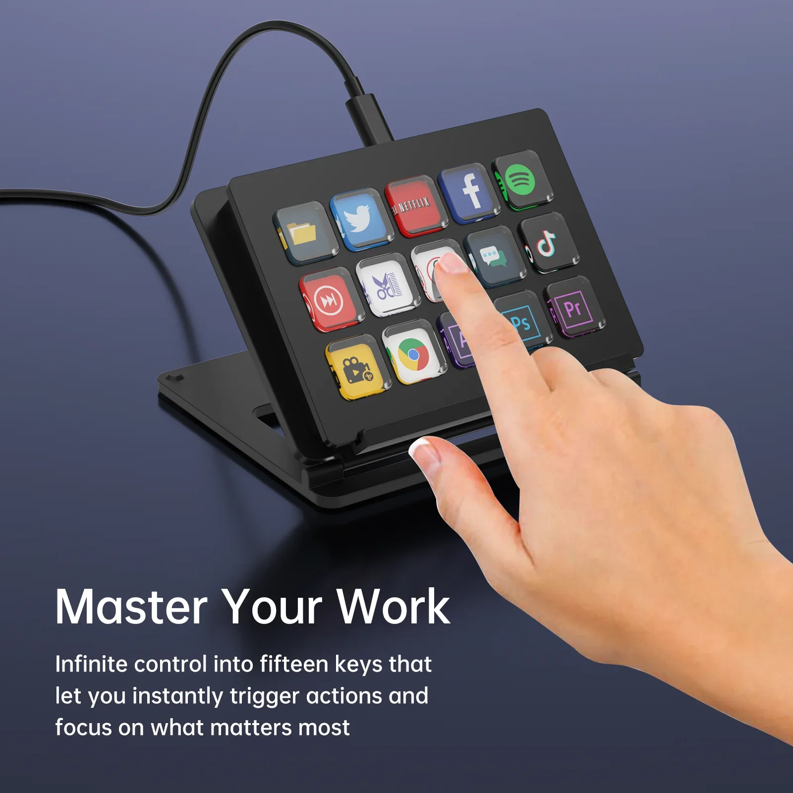 

2025 LED Shortcut Stream Studio Controller 15 Keys Trigger Action for App, OBS, Twitch, Youtube, Computer PC