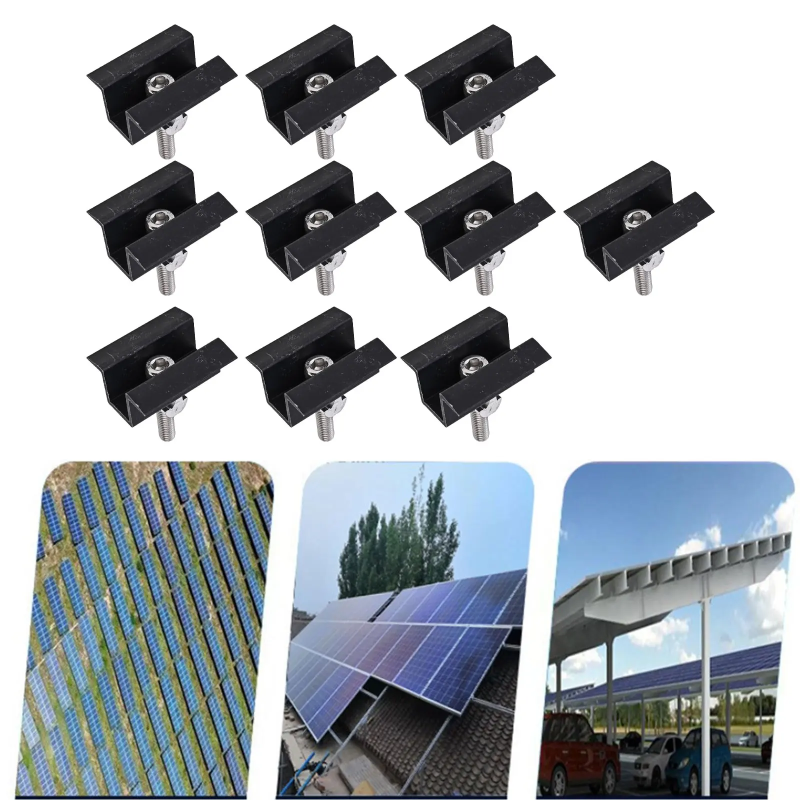 Hold Solar Panel Middle Clamp Aluminum Black with Wrench for durable and Reliable High Tensile Strength Secure Fit