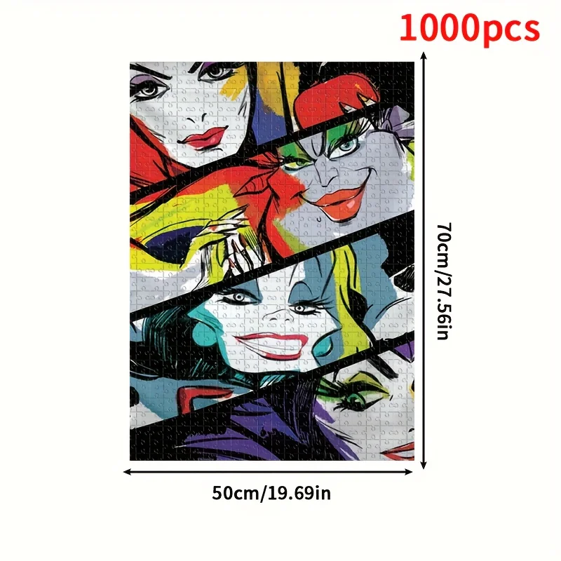 1000 Uds rompecabezas DIY regalo villano Ursula Cruella maléfica reina malvada regalo de vacaciones rompecabezas Casual sala de juegos decoración de pared del hogar grueso