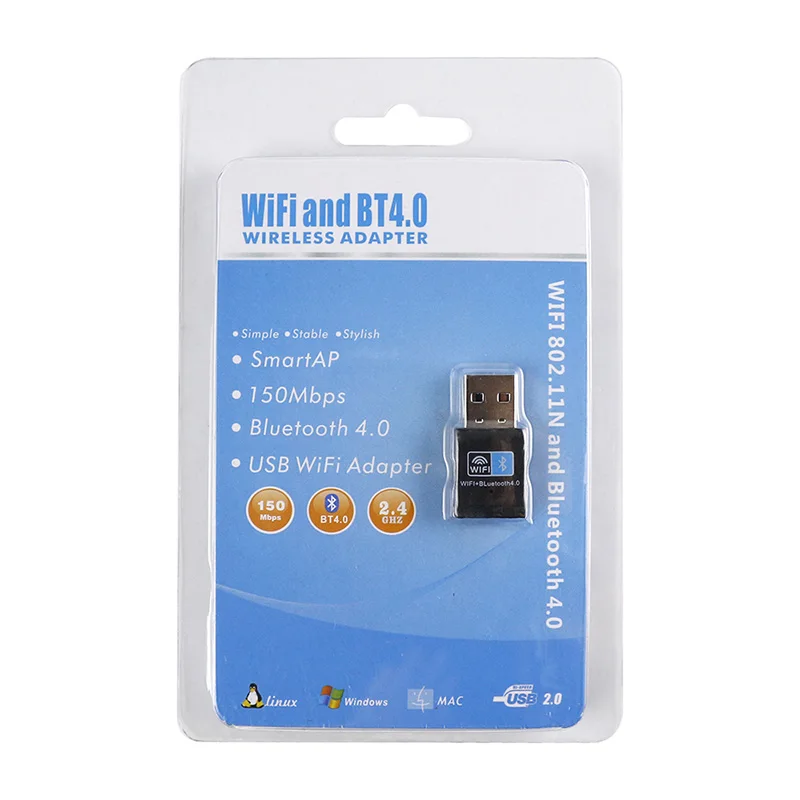 Adaptateur WiFi sans fil Usb 150 ghz, 2.4 Mbps, Bluetooth 4.0, Dongle, carte réseau, RTL8723BU, pour ordinateur de bureau et portable