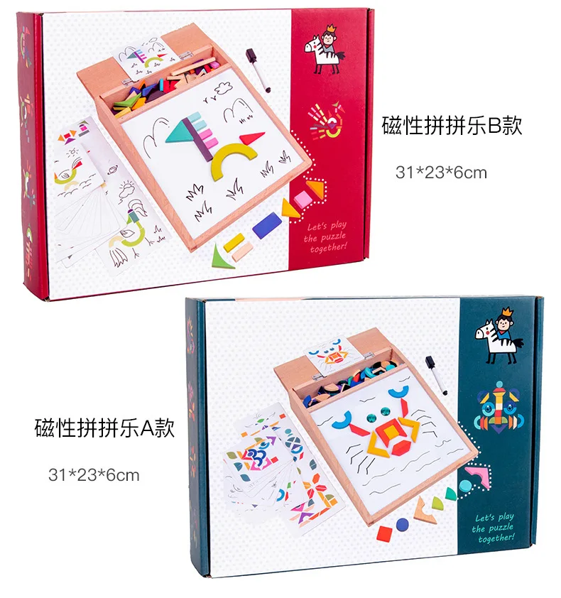 Educational Wooden Magnetic Painting Board Graffiti Puzzle Assemble Creative Toy for Kids kids educational toys