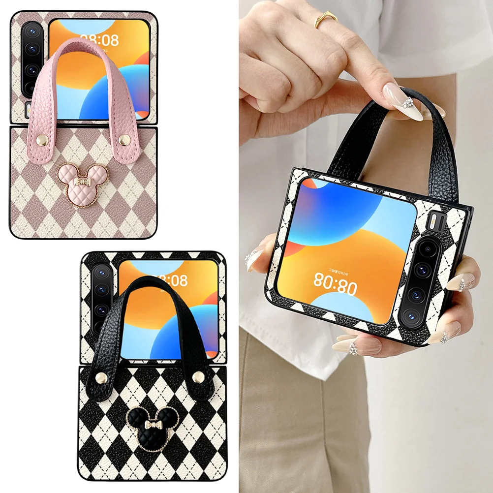 Coque de t�l�phone � main prismatique � carreaux, �tui de Protection pour main et poignet, pour Huawei Pura X huawei pura x