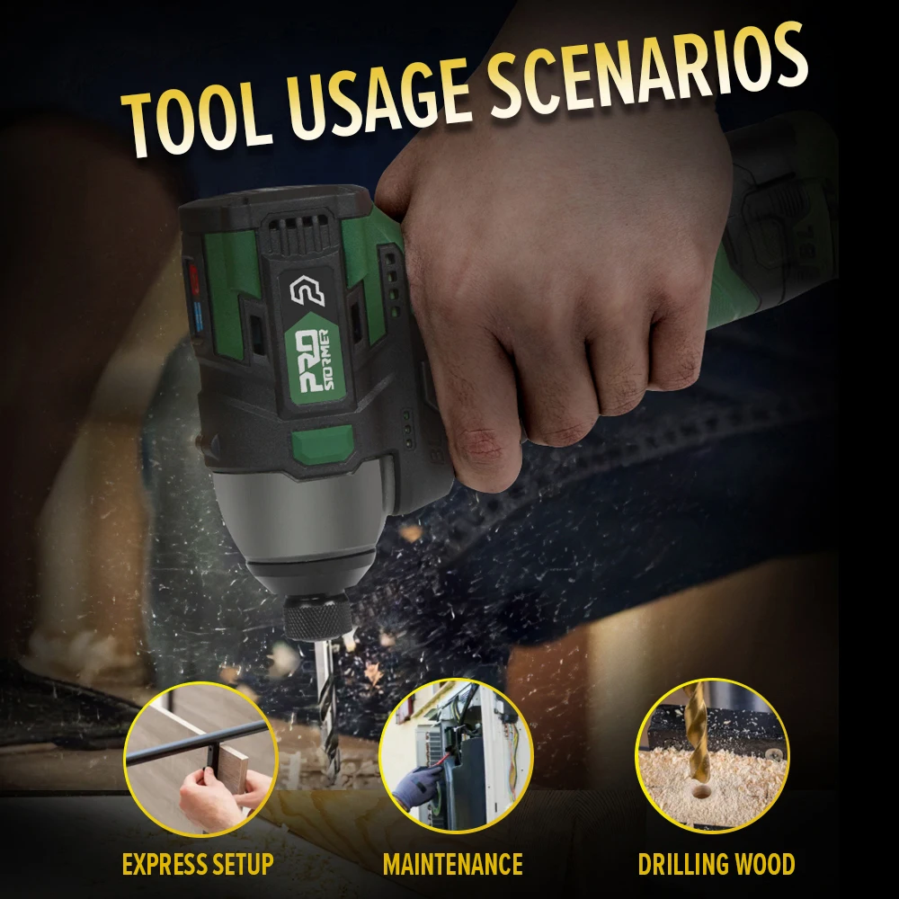 Imagem -04 - Prostormer-chave de Fenda Elétrica sem Escova Parafuso Broca sem Fio Ferramentas Recarregáveis Hexagon Power 140nm Bateria 1500mah 17v