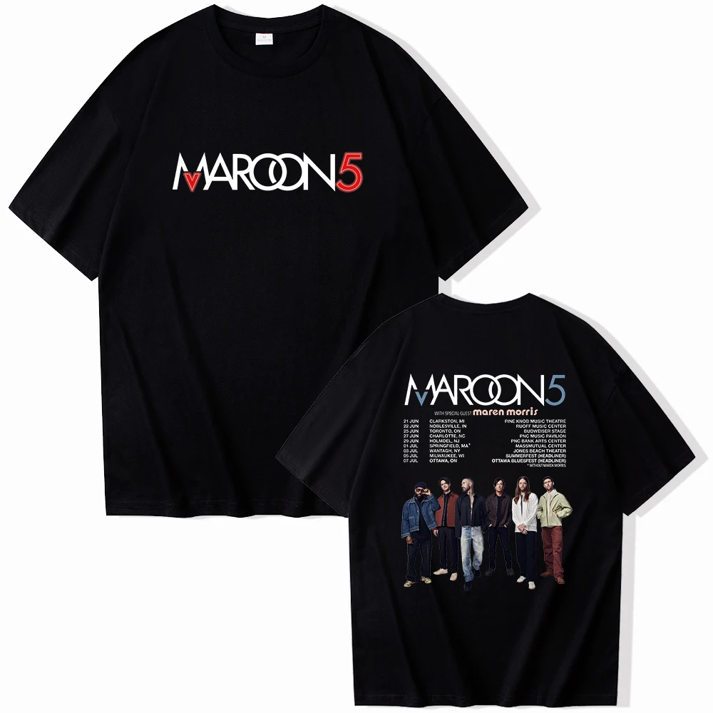 Maroon 5 Tour 2024 T-shirt O-Neck Short Sleeve Shirts Fans Gift