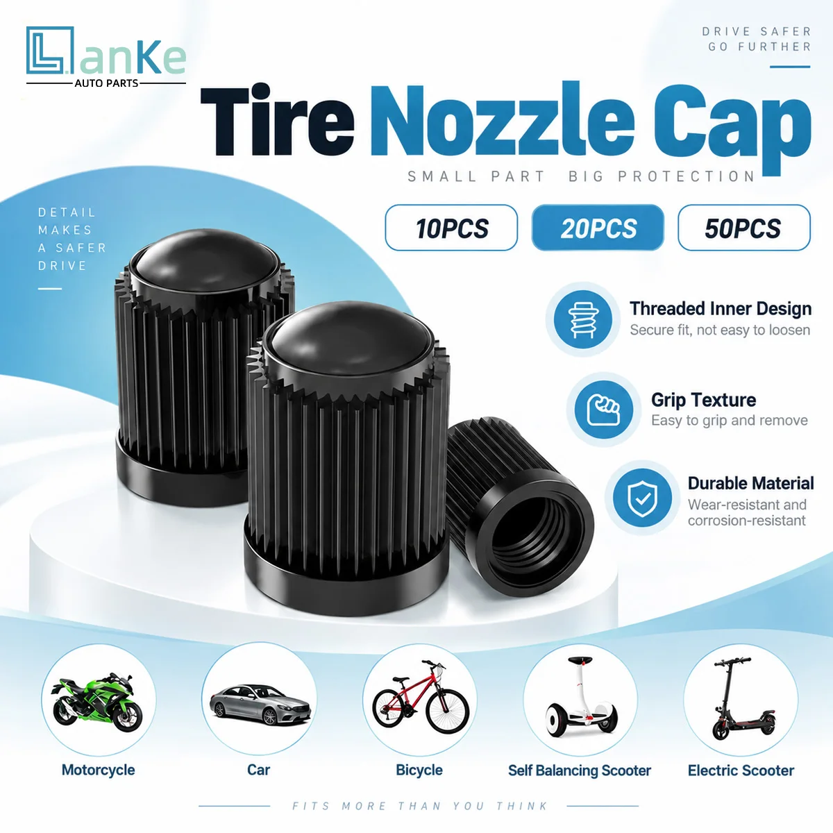 Lanke Auto Tire Valve Stem Caps Valve Covers Car Wheel Dust Protection Accessories For Cars Trucks Bikes Motorcycles Accessory