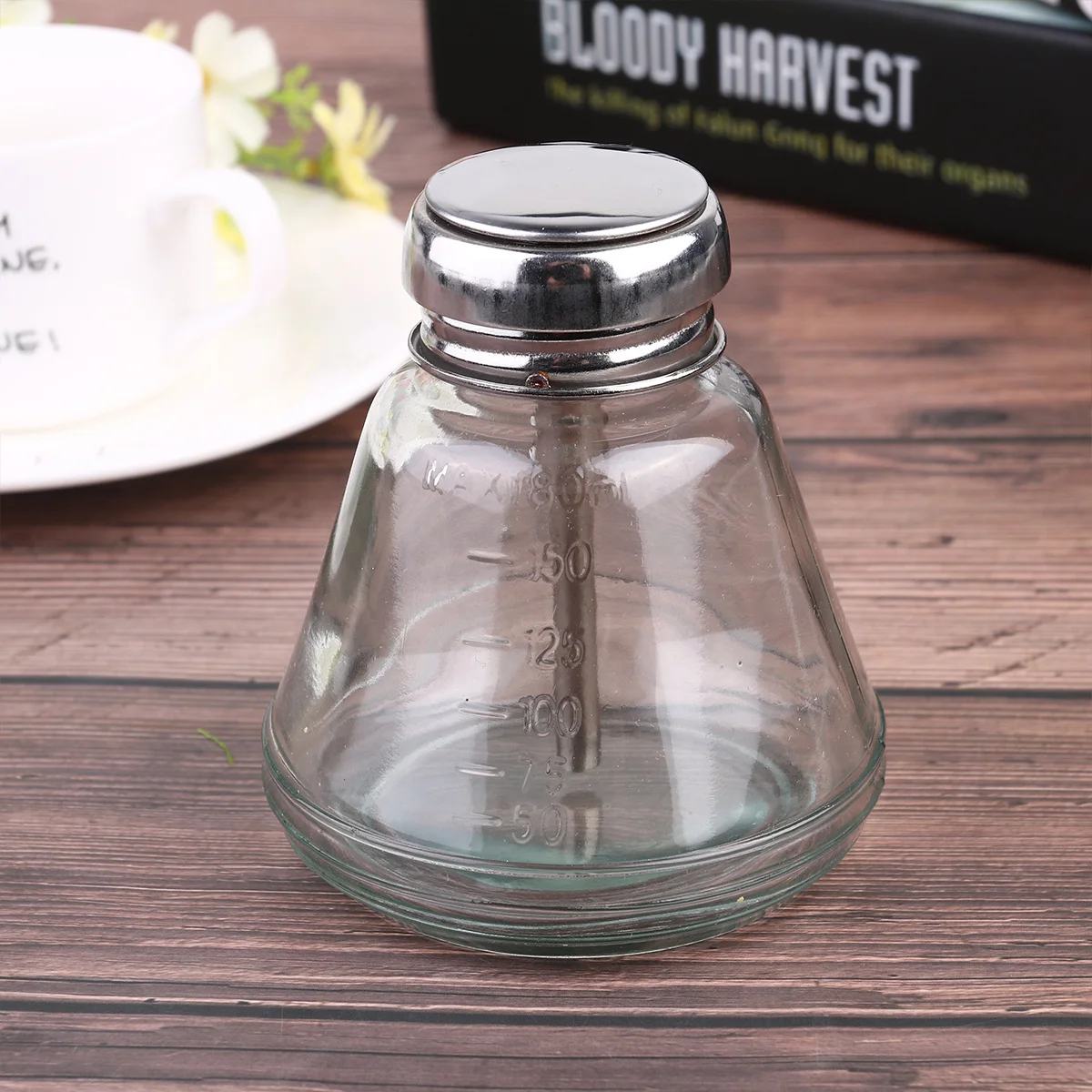 1 قطعة موزع الكحول الزجاجي المتين زجاجة المطهر المحمولة للاستخدام المنزلي في الهواء الطلق 180 مللي زجاجة موزعات معدنية أساسية