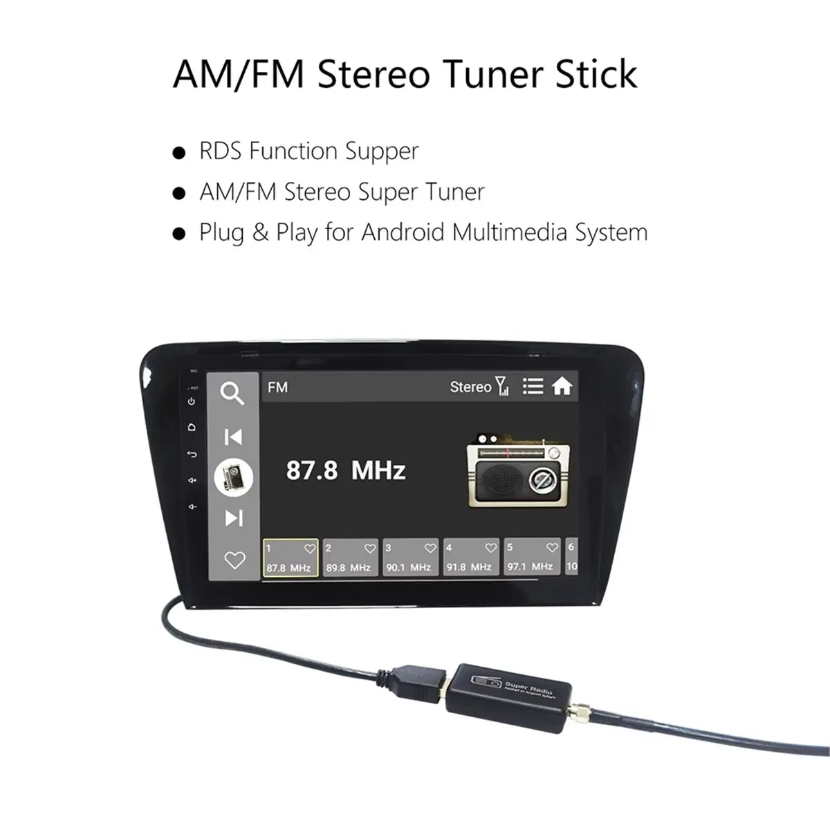 Super Car Radio AM/FM Stereo Adapter Receiver 4P Female Plug Stick Box Applied to for Android System