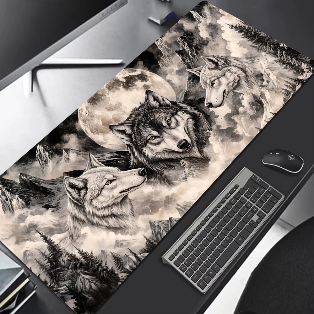 PAD WOLF LS Mousepad Game Player Mauspad rund um schwarze Maus Tischmatte Xxl Maus – Detail 8