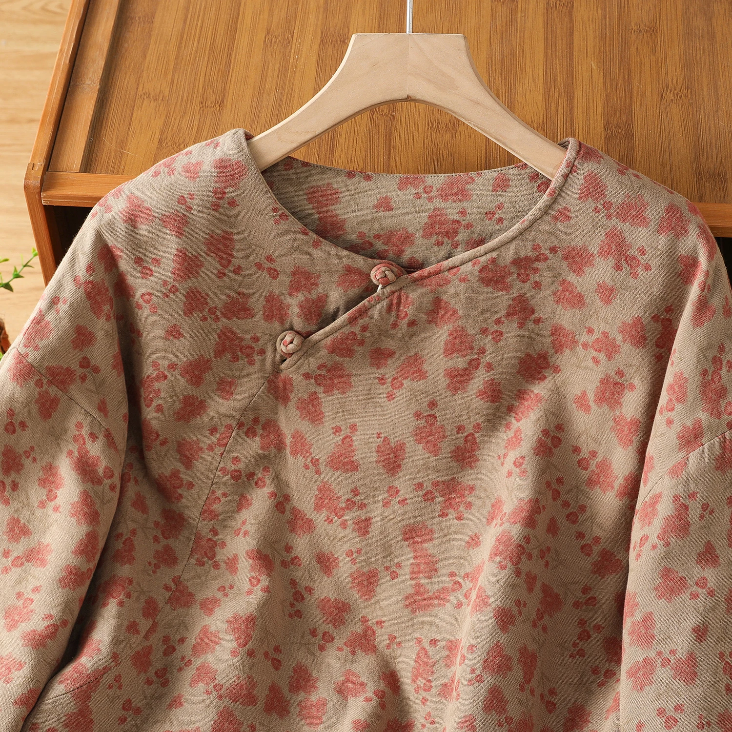 

Хлопковая куртка с цветочным принтом в стиле ретро, свободный повседневный тонкий круглый пуловер Ne, осень-зима, теплый топ, женский модный прямой крой, длинный све