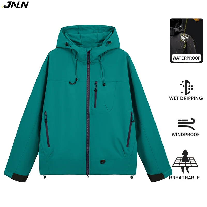 JNLN Unisex Waterproof Windbreaker Outdoor Sport Windproof Single-Layer Jacket Men Women Hiking Climbing Trekking Rain Coat