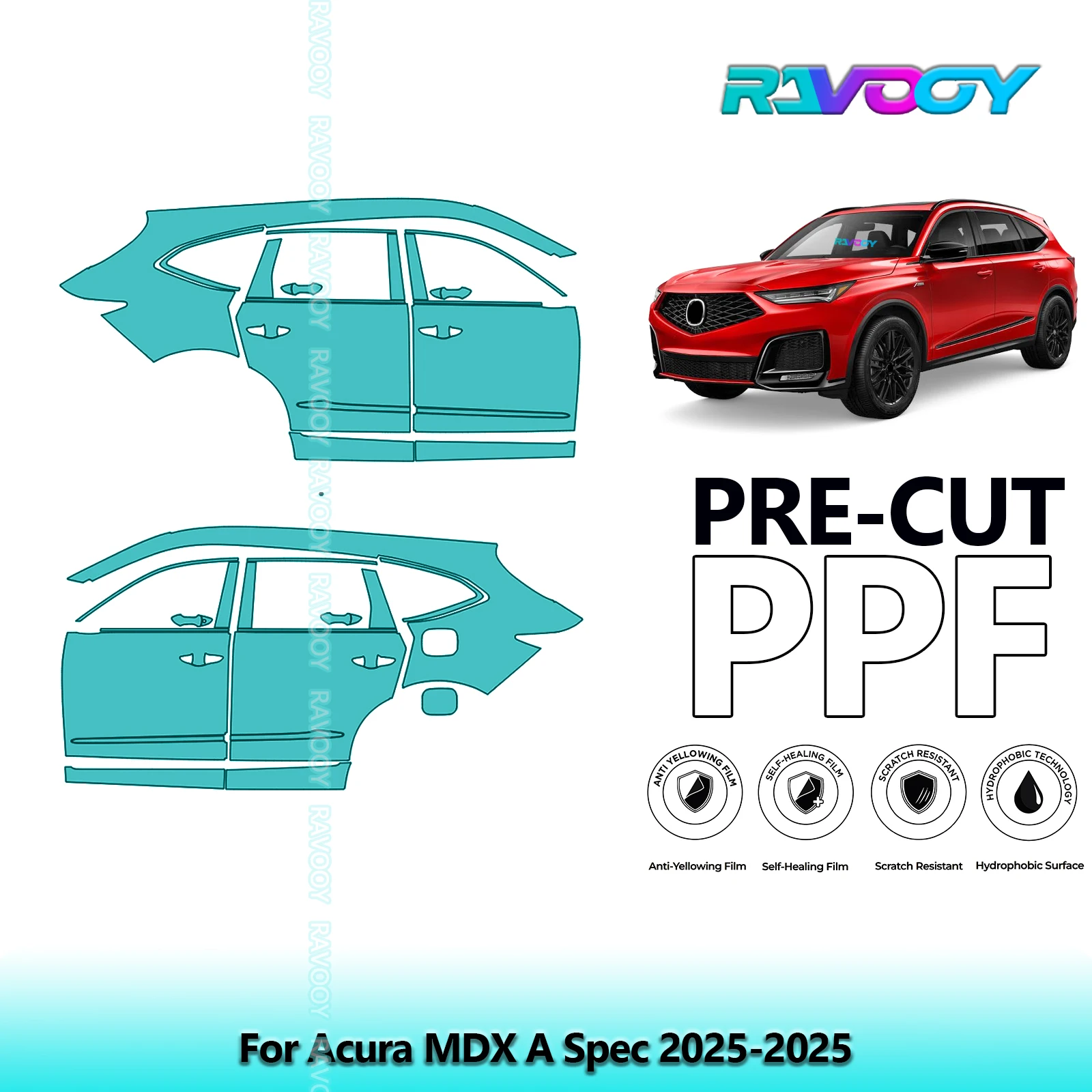 

Для Acura MDX A Spec 2025-2025 8,5 мил прозрачный матовый предварительно вырезанный комплект PPF для дверей и стойки A/B, набор защитной пленки для краски из ТПУ