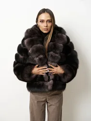 Women's Real Fox Fur Coat Detachable Transform Jacket Removable Vest Thick Warm Solid Fur Luxury Fashion