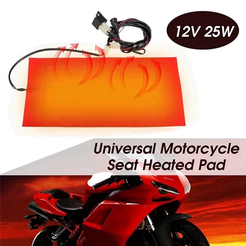 2X 25W 12V Universal Motorcycle ATV Seat Heated Cushion Winter Warmer Waterproof Pad Heating Pad Mat